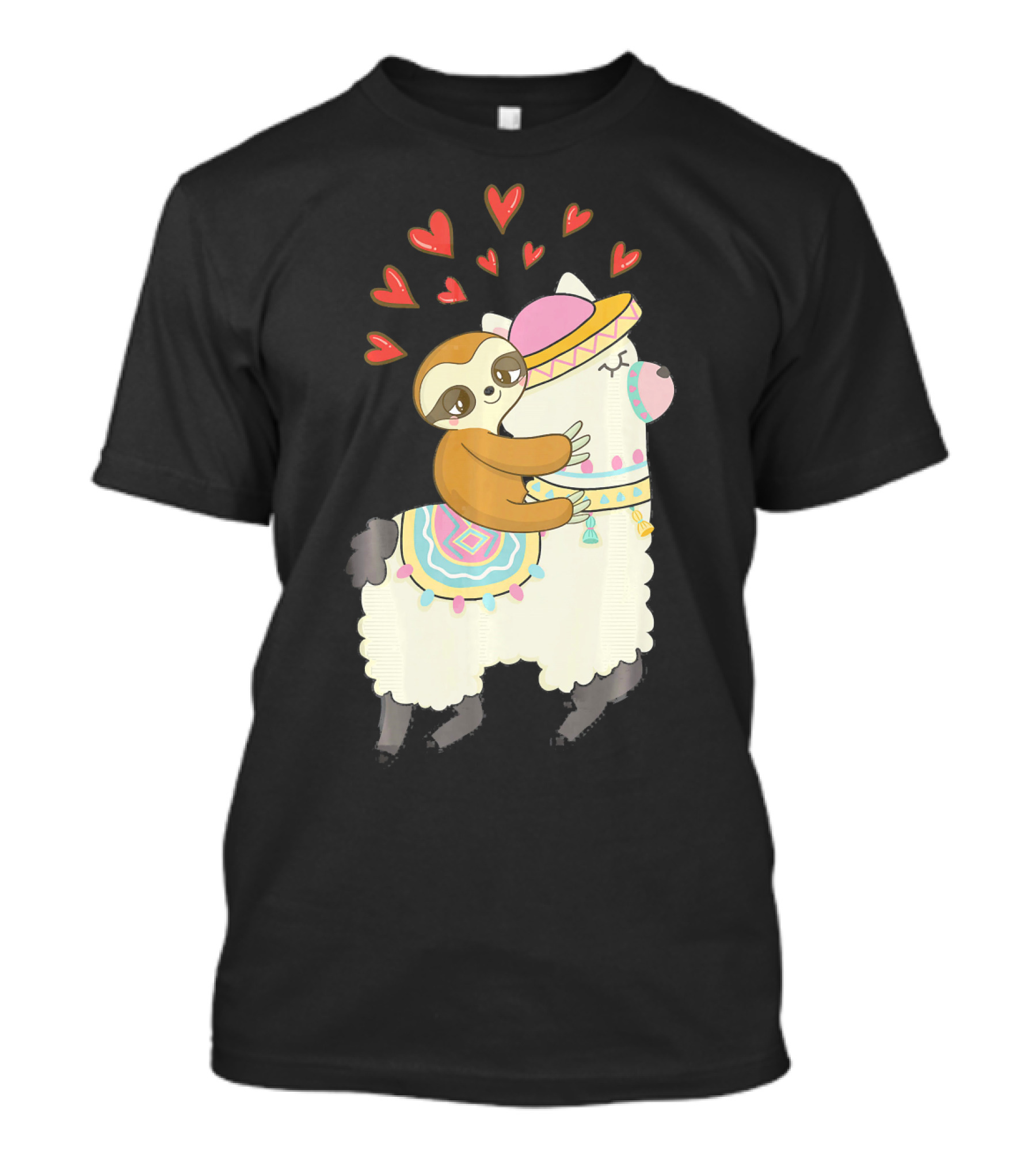 Cute Sloth Riding Llama Heart Va Love Llama Adventure T-Shirt