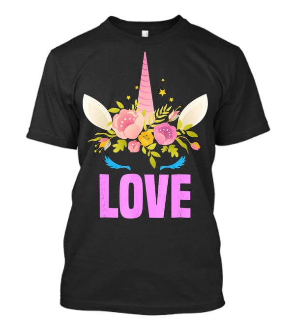 Love Cute Unicorn Face Valentine Day T-Shirt