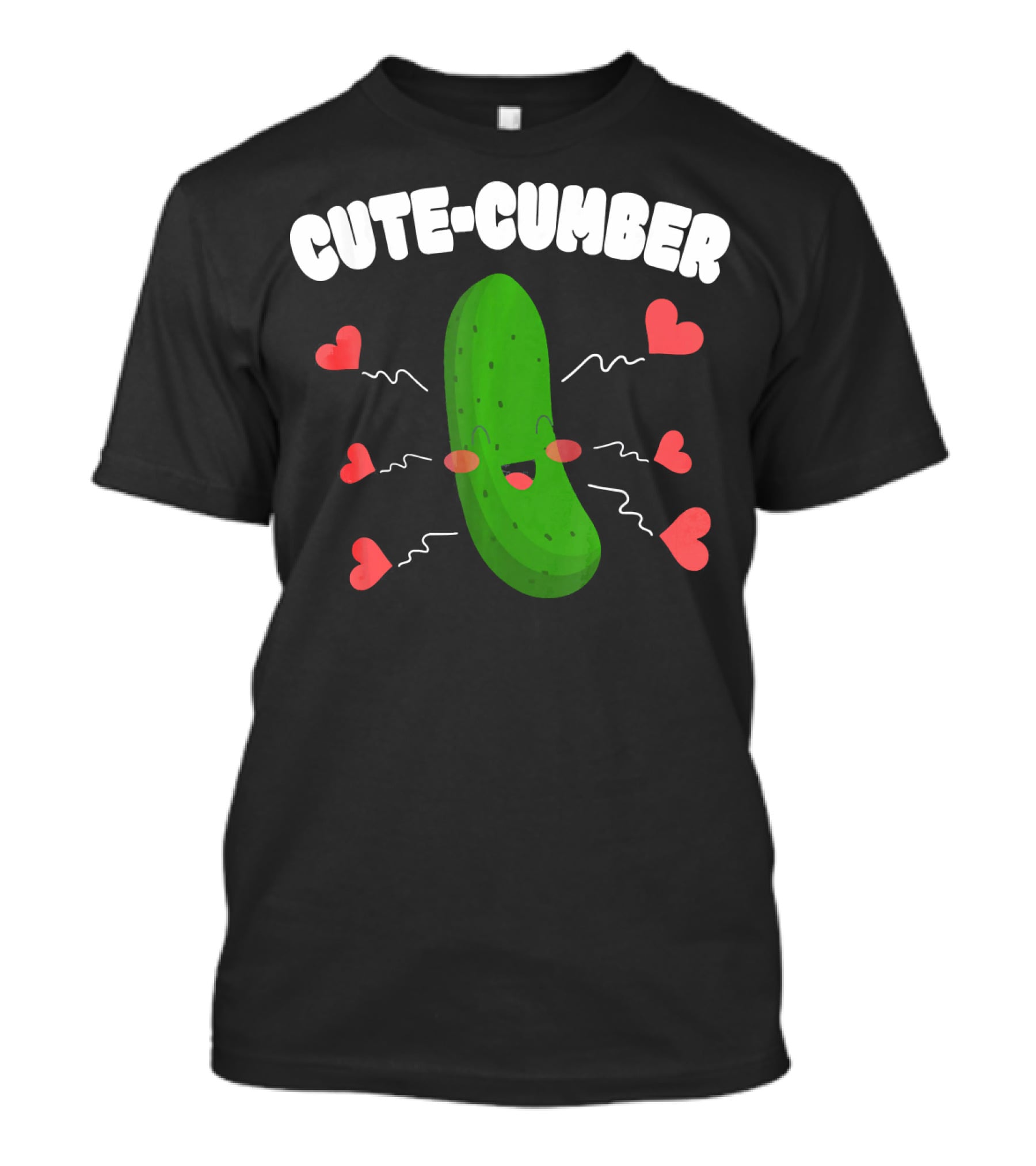 Cutecumber Funny Valentines Day Cucumber Hearts And Smiles T-Shirt