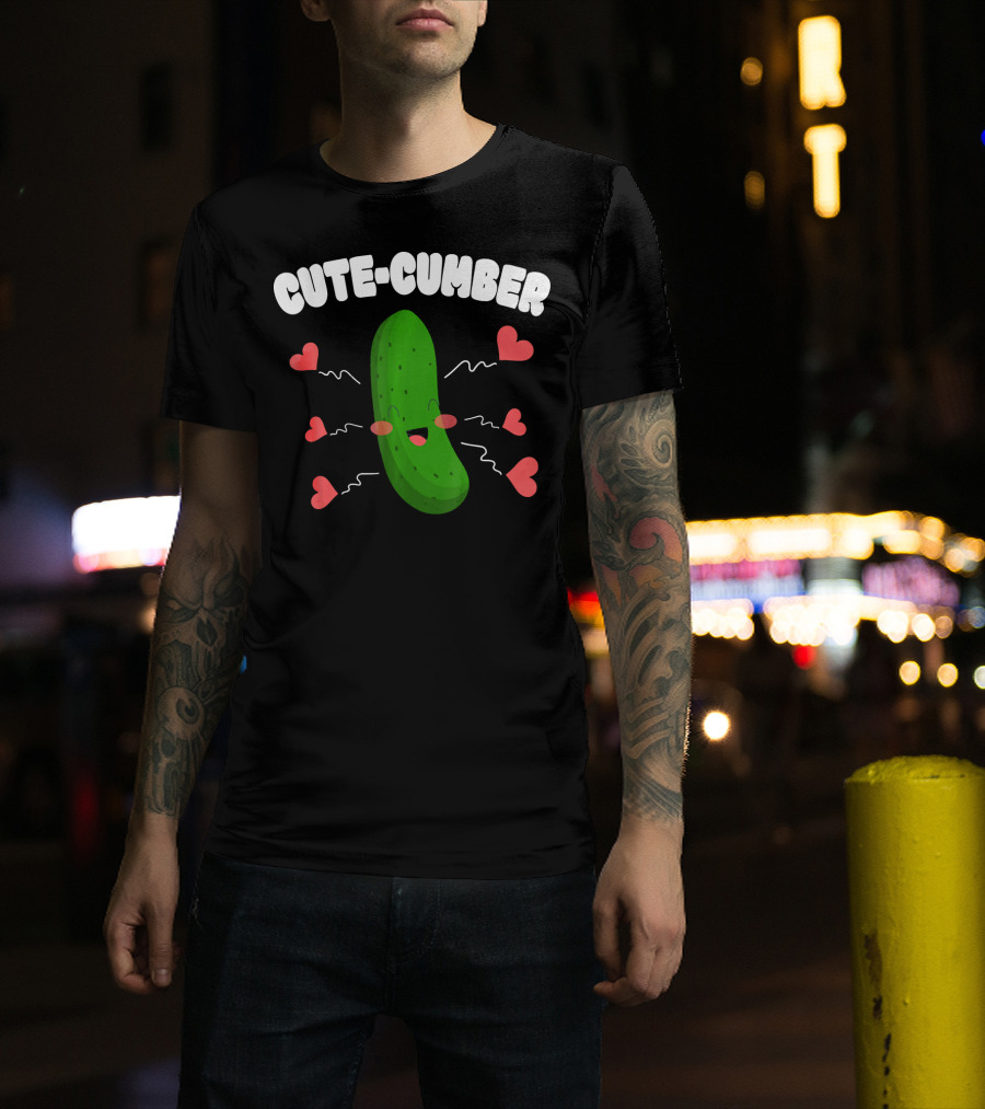 Cutecumber Funny Valentines Day Cucumber Hearts And Smiles T-Shirt