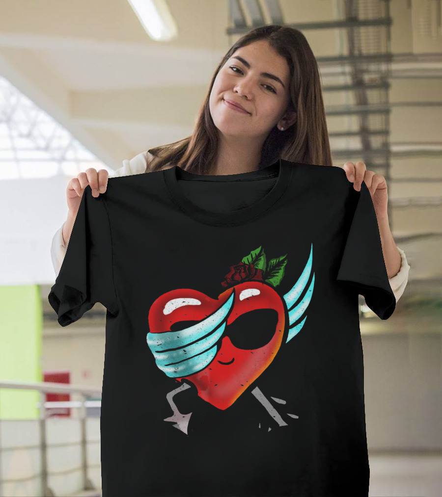 Playful Dabbing Heart With Wings Funny Valentines Day T-Shirt
