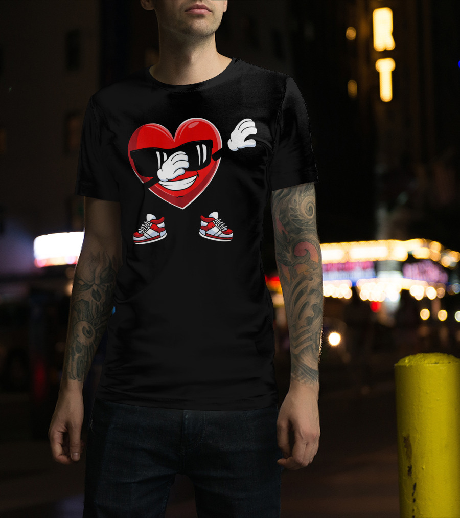 Dabbing Heart With Sunglasses Sneaker Dance T-Shirt