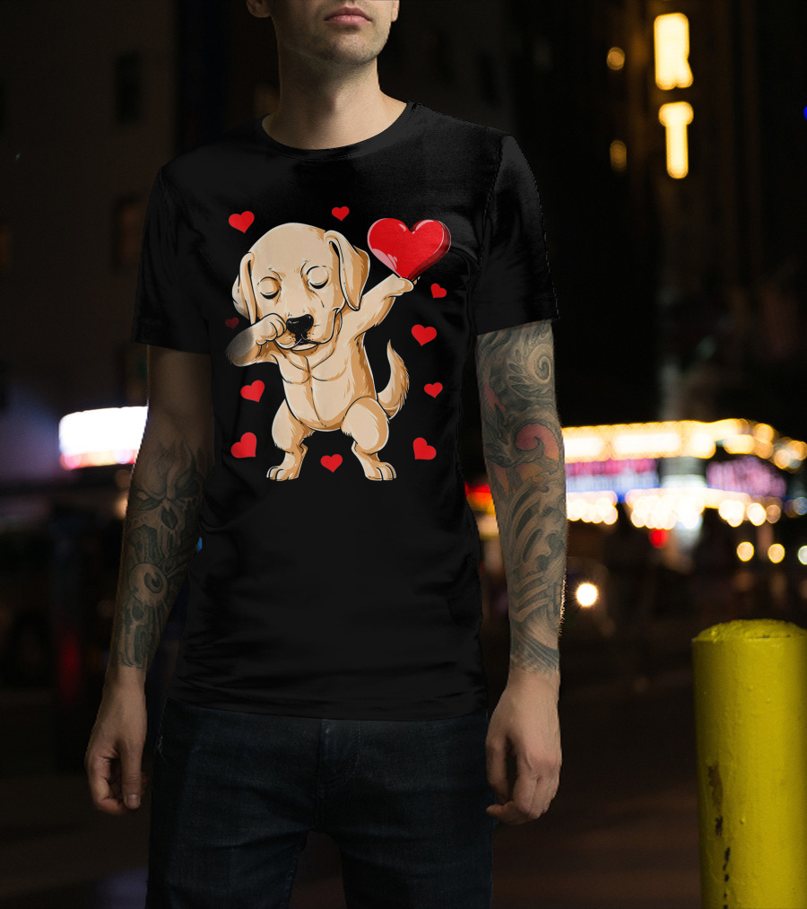 Dabbing Labrador Valentine's Day Heart Dance T-Shirt