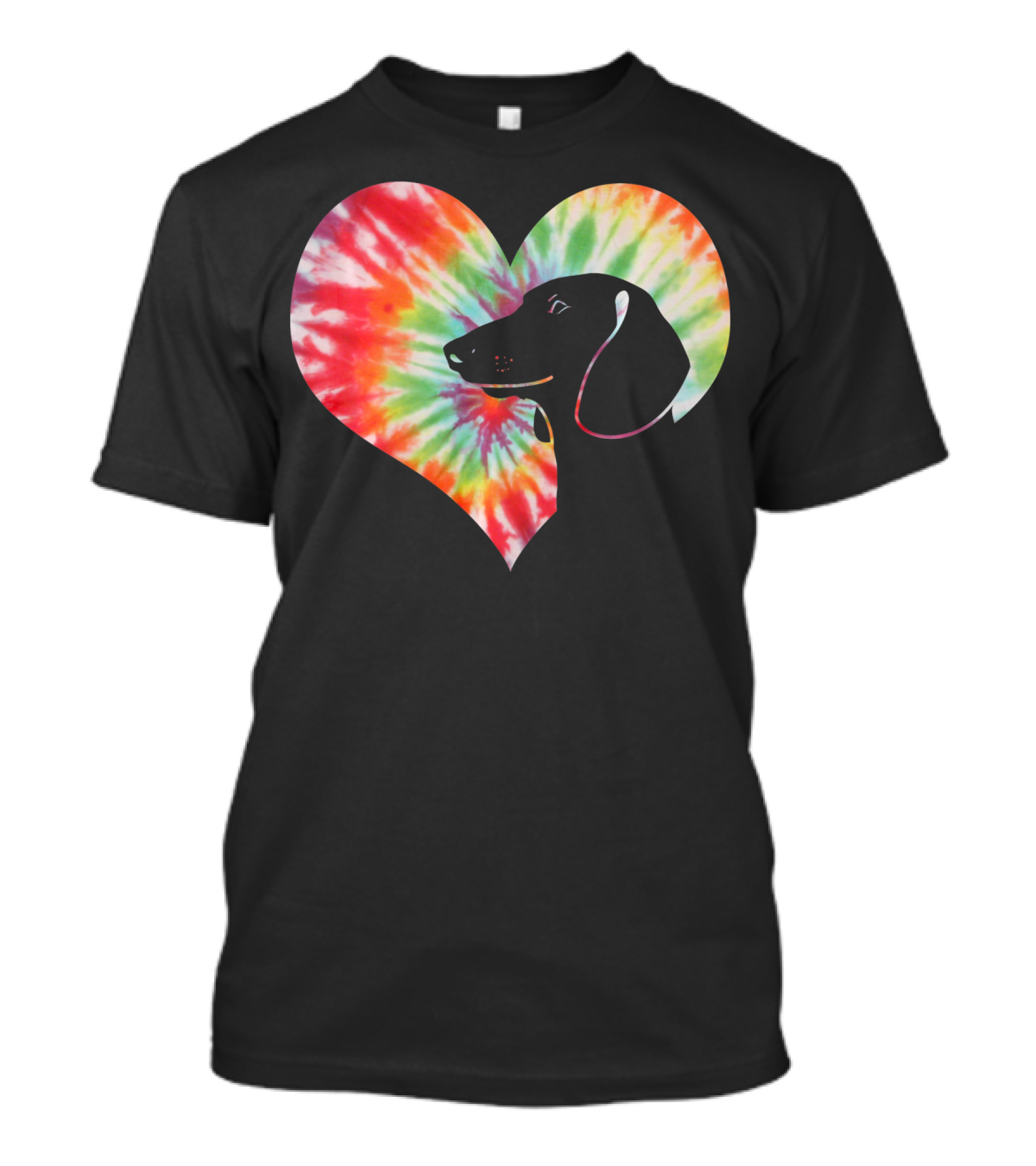 Dachshund Dog Heart Tie Dye Valentines T-Shirt