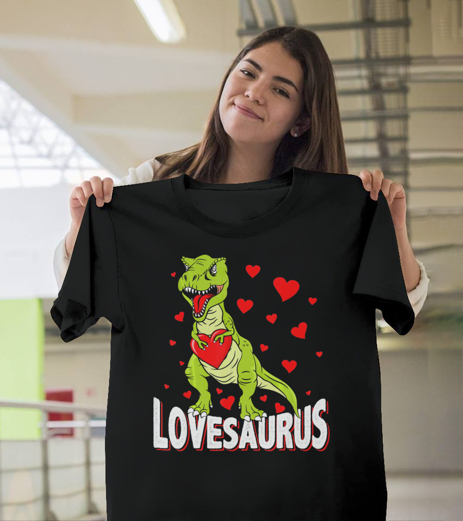 Lovesaurus Dinosaur Valentine Day Hearts T-Shirt