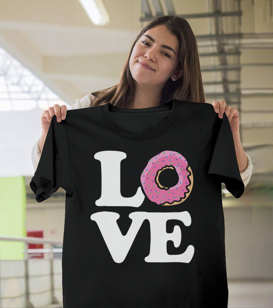 Love for Donut Lovers with Pink Frosted Donut T-Shirt