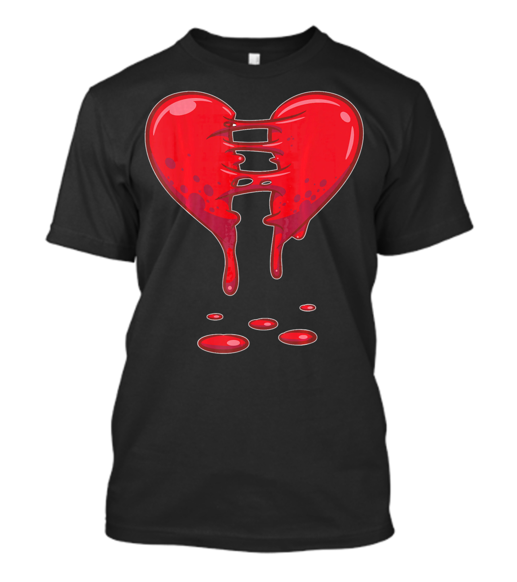 Dripping Broken Heart Halloween Valentin Red Graffiti T-Shirt
