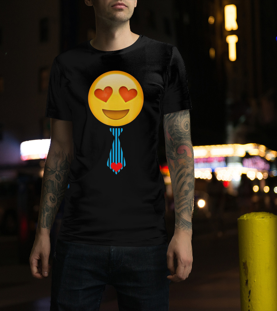 Emoji Heart Eyes Heart Tie Valentine T-Shirt