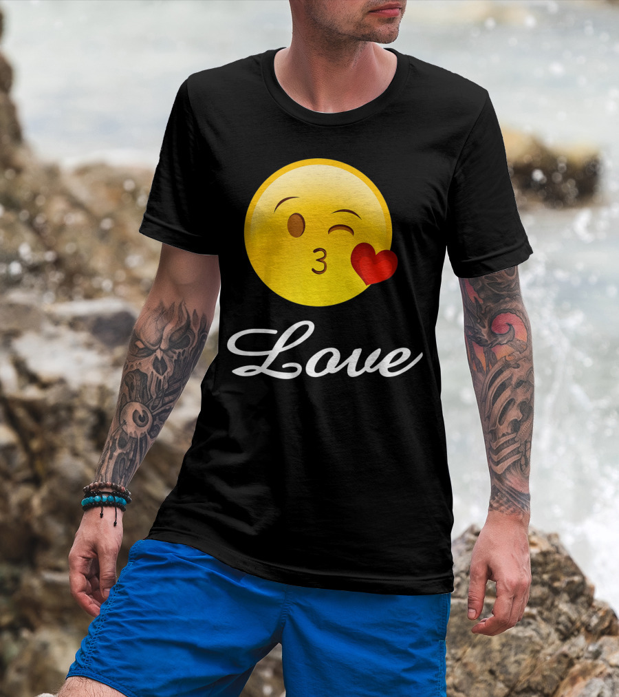 Love Emoji Valentines Day Heart Kiss T-Shirt