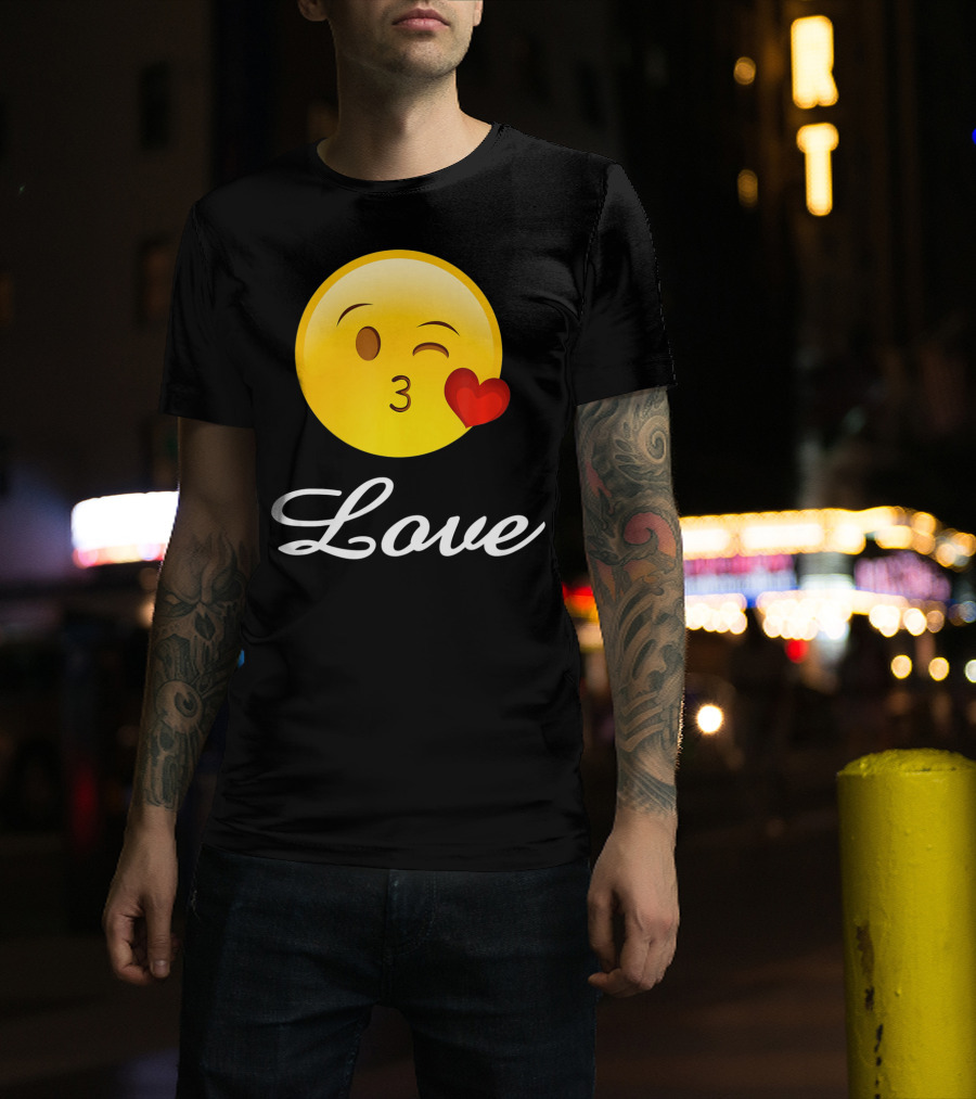Love Emoji Valentines Day Heart Kiss T-Shirt