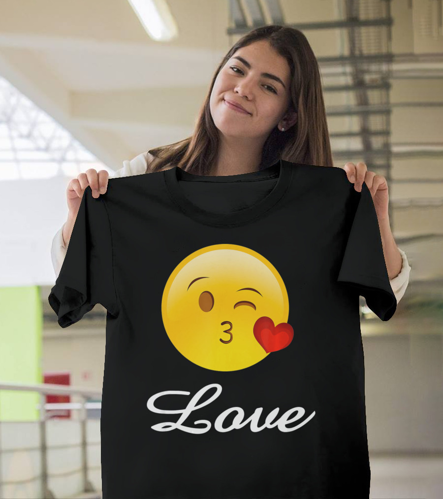 Love Emoji Valentines Day Heart Kiss T-Shirt