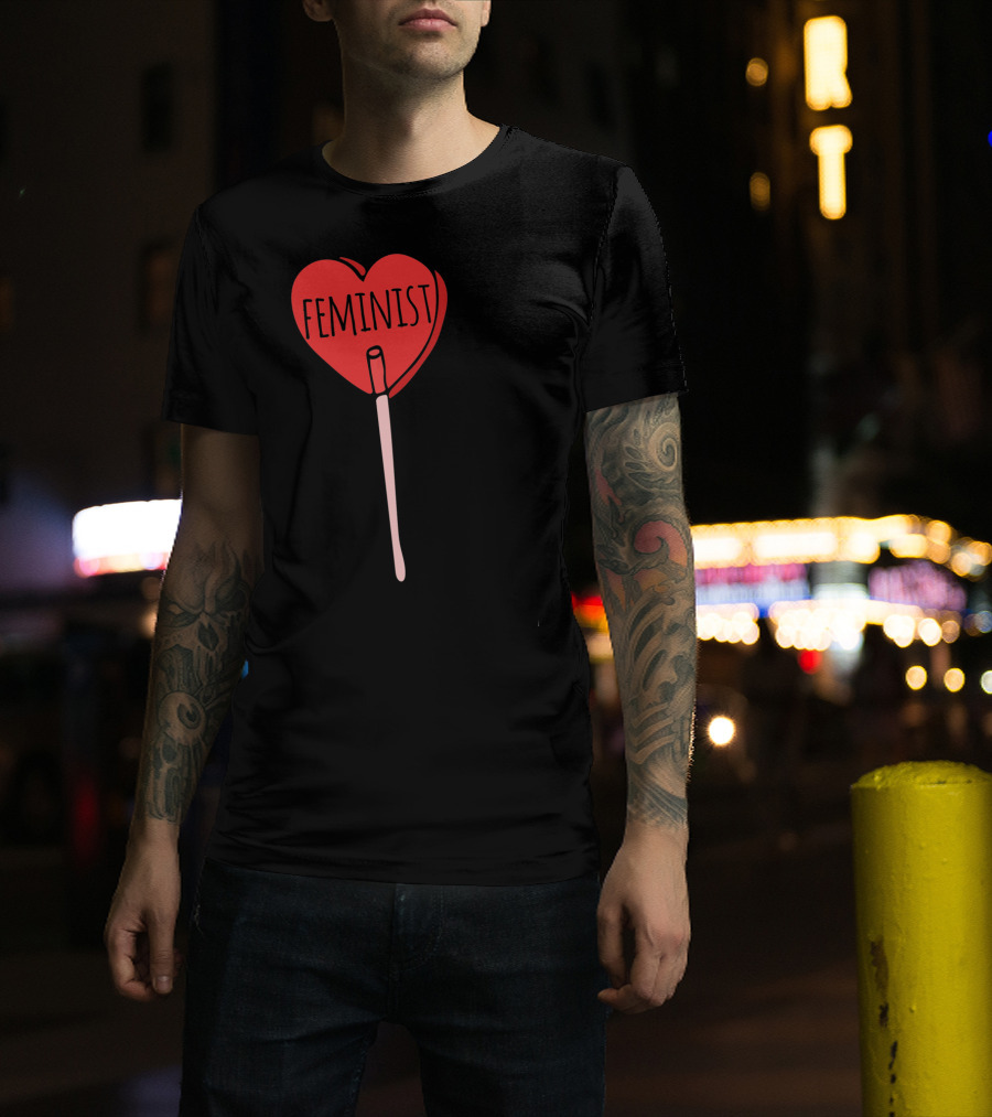 Feminist Red Heart Lollipop Valentine Sucker T-Shirt
