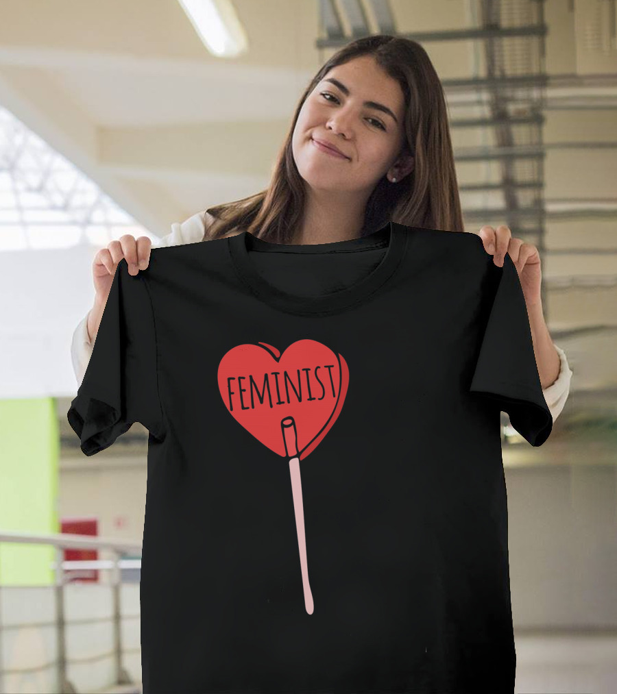 Feminist Red Heart Lollipop Valentine Sucker T-Shirt