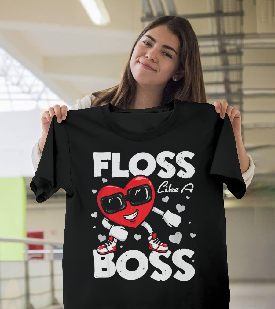 Floss Like A Boss Heart Dance Valentines T-Shirt