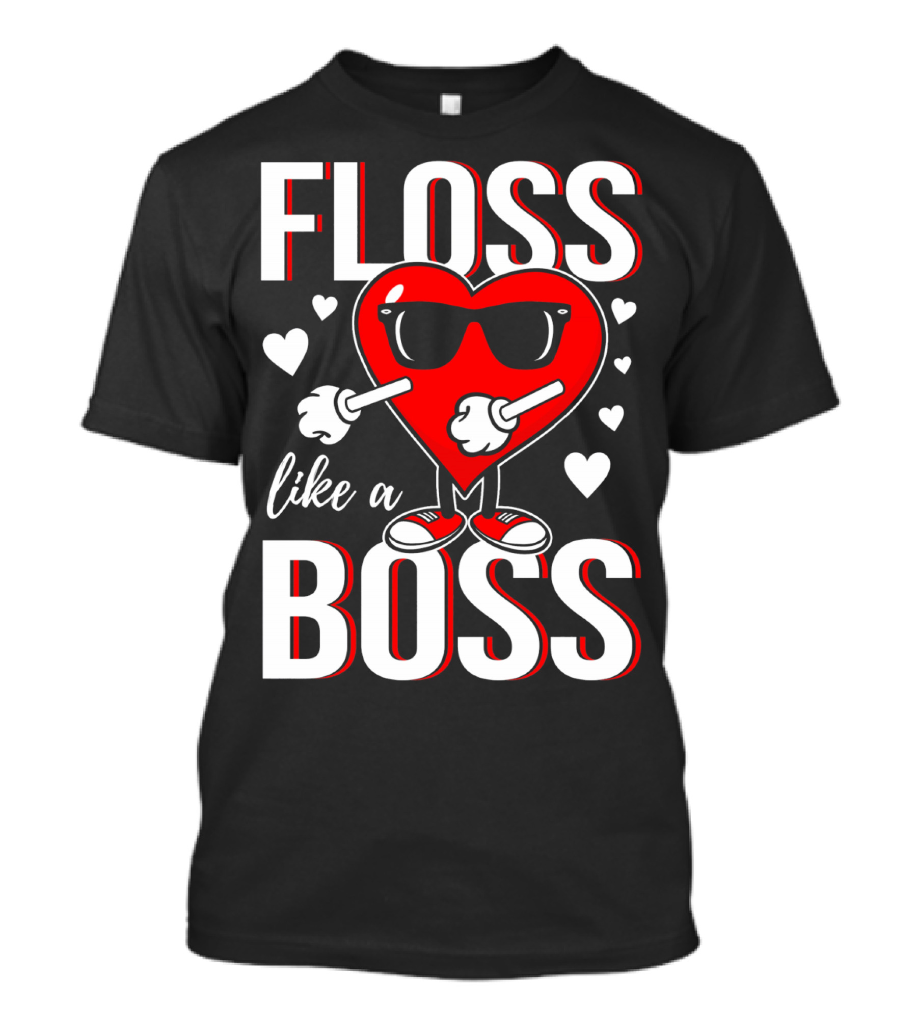 Floss Like A Boss Valentines Heart With Sunglasses T-Shirt