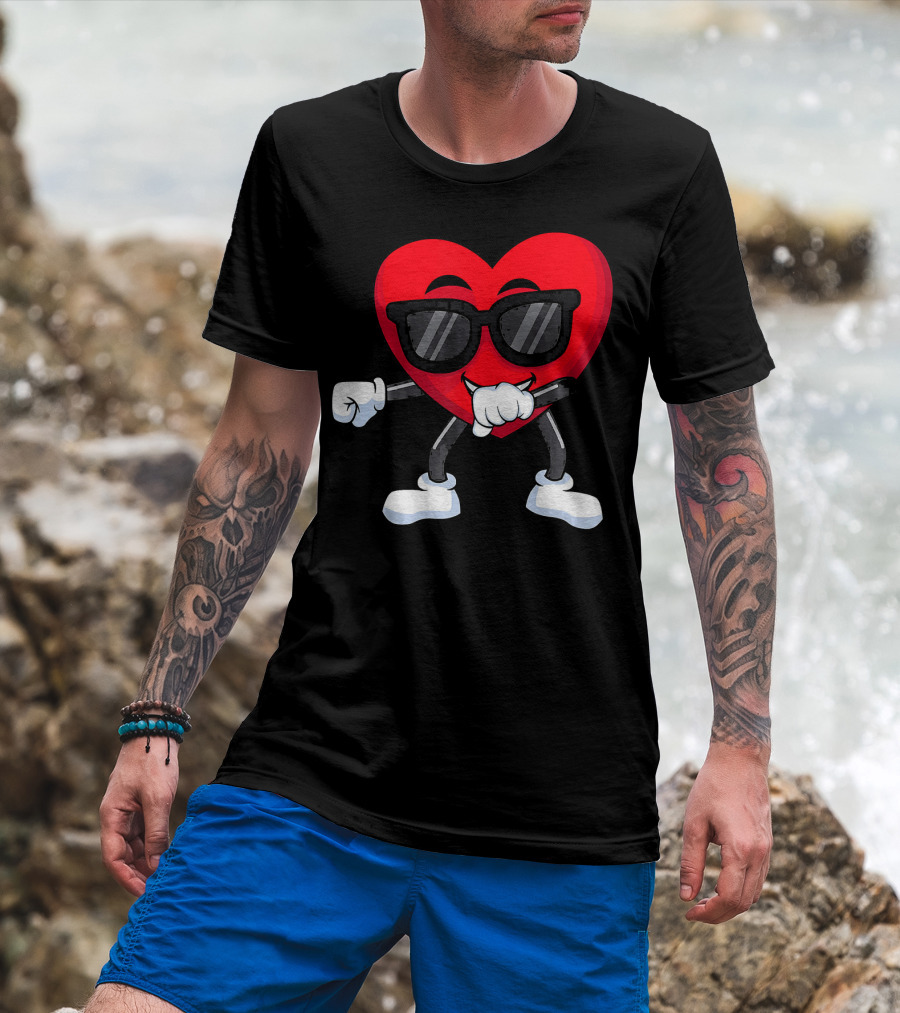 Dabbing Heart Valentines Day Boys Love T-Shirt