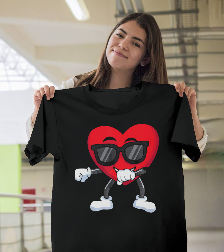Dabbing Heart Valentines Day Boys Love T-Shirt