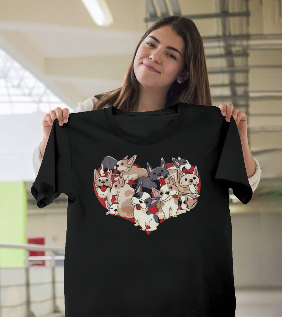 French Bulldog Heart Dog Frenchi Puppy Pack T-Shirt