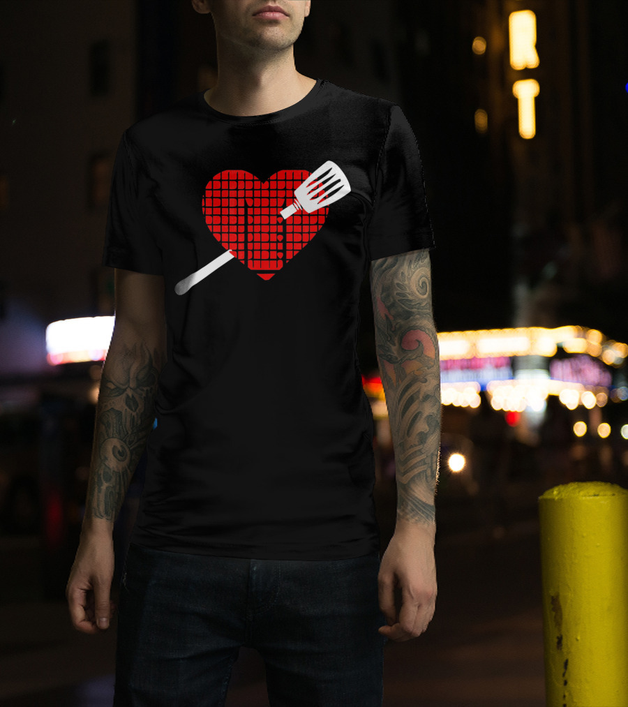 Funny BBQ Grilling Valentine's Day Heart With Spatula T-Shirt