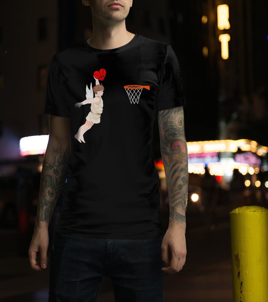 Cupid Dunking Heart Basketball Valentines Day For Bas T-Shirt