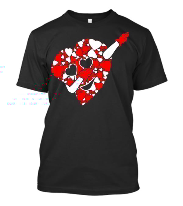 Funny Cute Dabbing Red White Hearts Vale T-Shirt