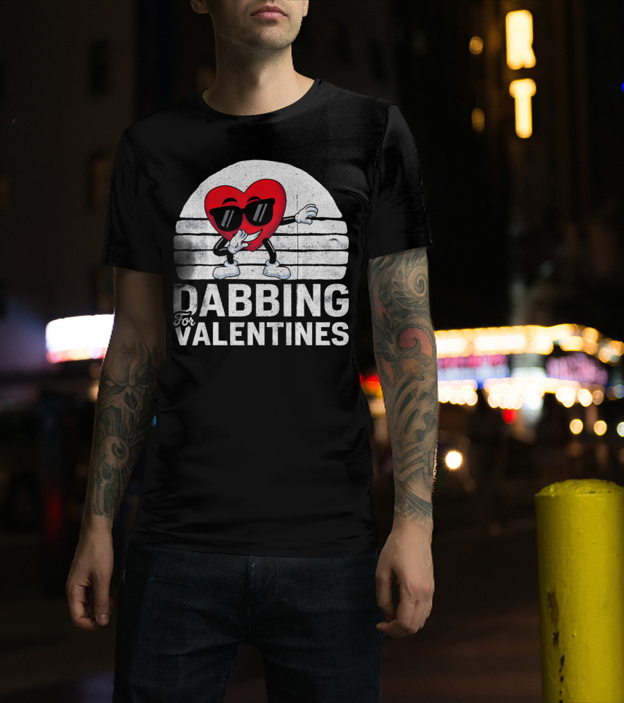 Dabbing For Valentines Funny Heart Valentine’s Day T-Shirt
