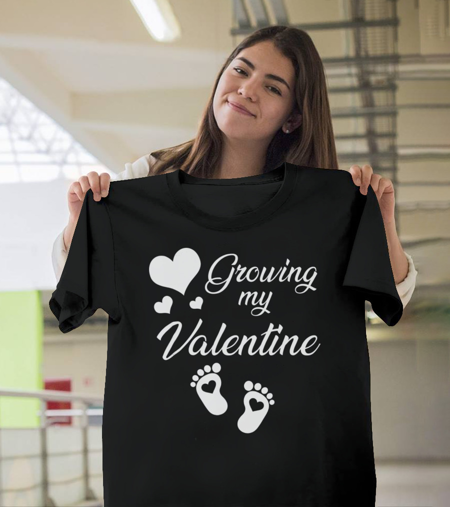 Growing My Valentine Heart Footprint T-Shirt