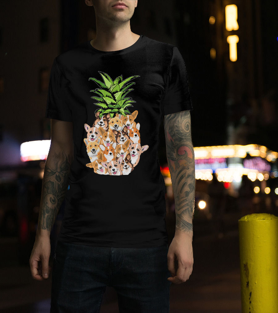 Funny Pineapple Corgi Valentine's Birthday T-Shirt