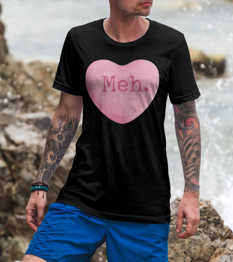 Funny Valentines Day Candy Heart Meh Single Ladies T-Shirt