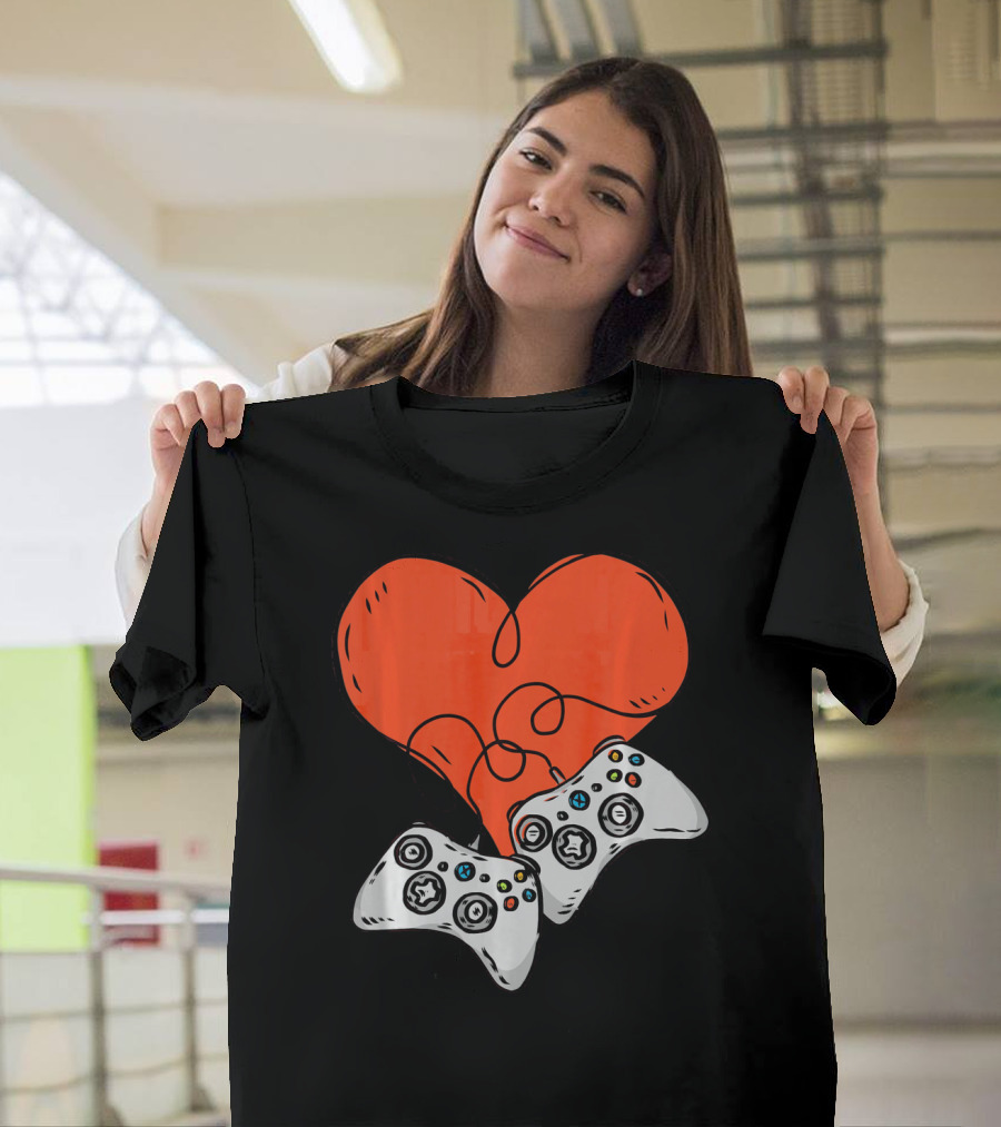 Funny Heart with Video Game Controllers T-Shirt