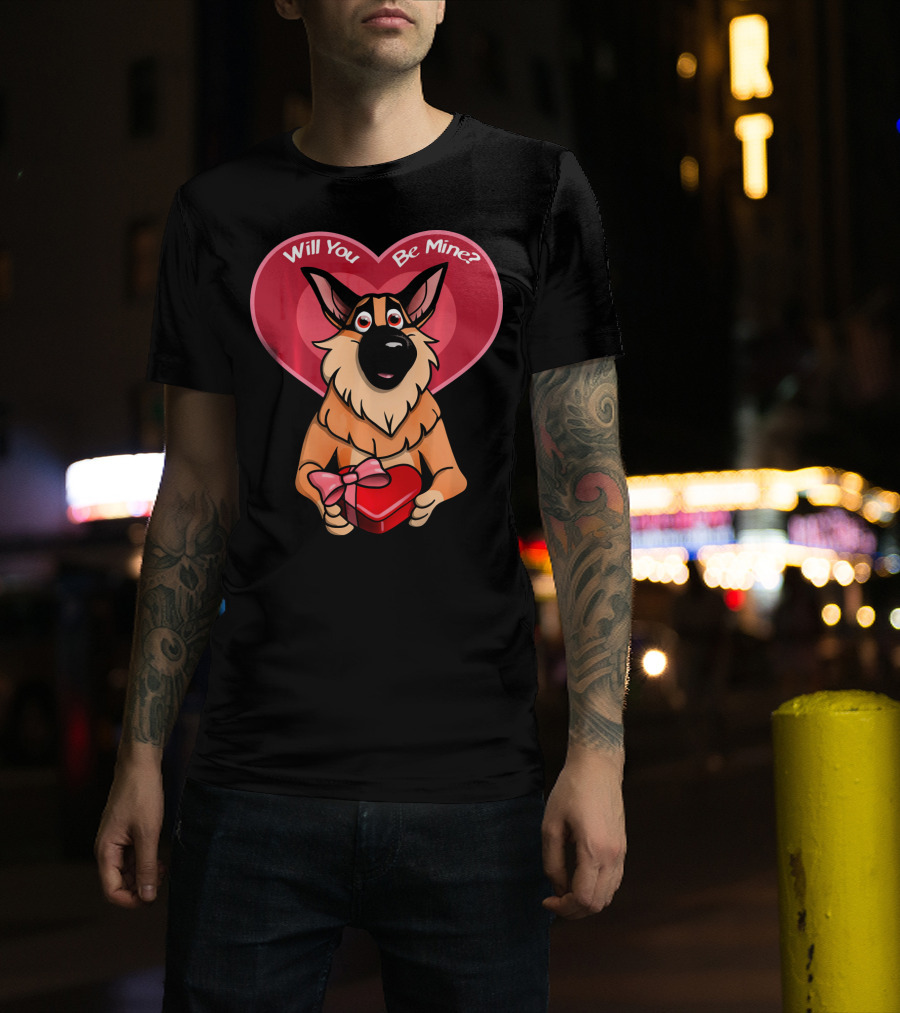 Will You Be Mine German Shepherd Valentine T-Shirt
