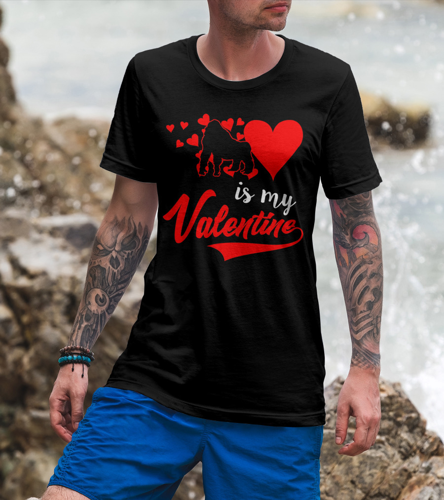 Gorilla Love Hearts Is My Valentine T-Shirt