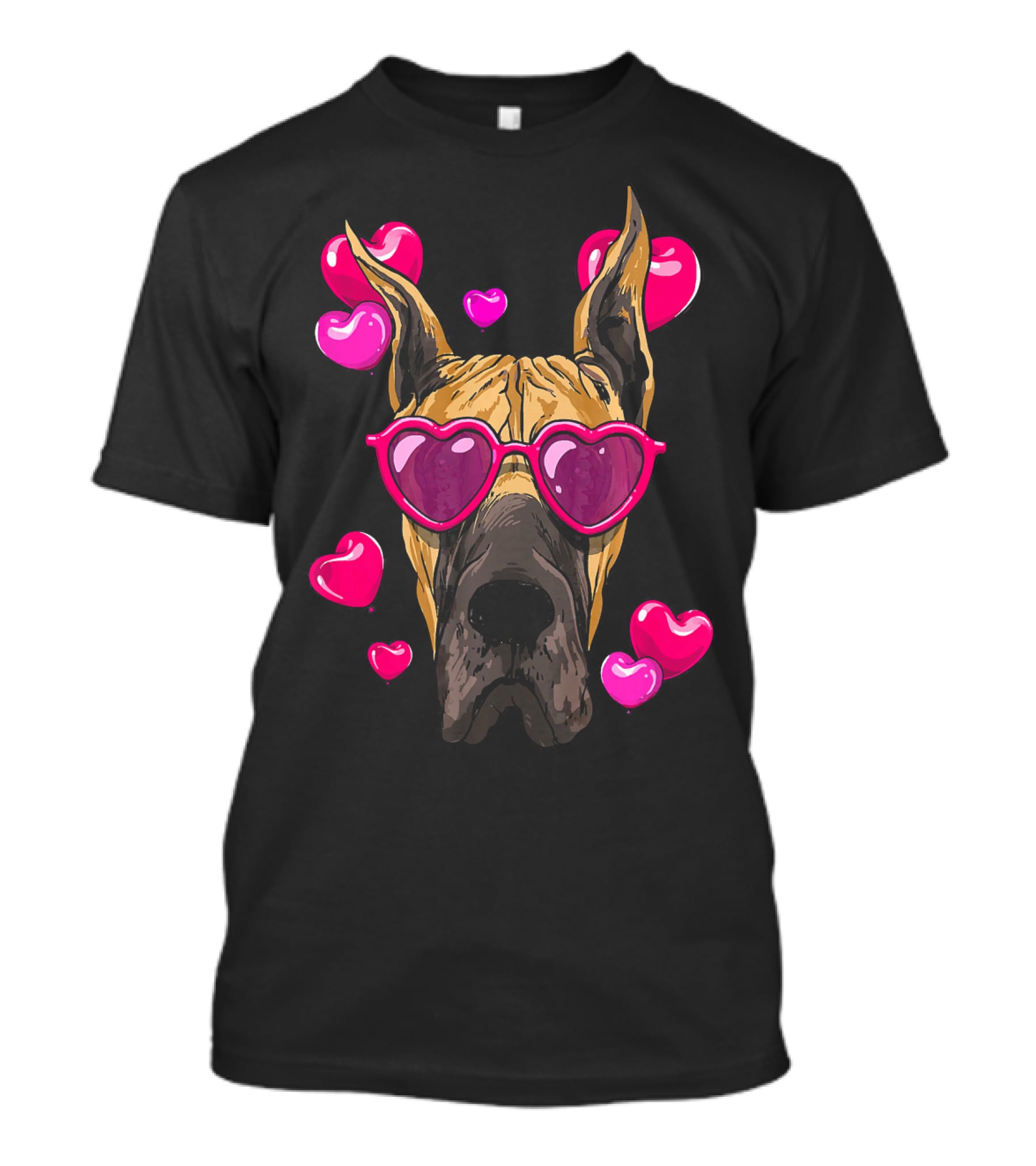 Great Dane Valentines Day Heart Sunglasses With Love Hearts T-Shirt