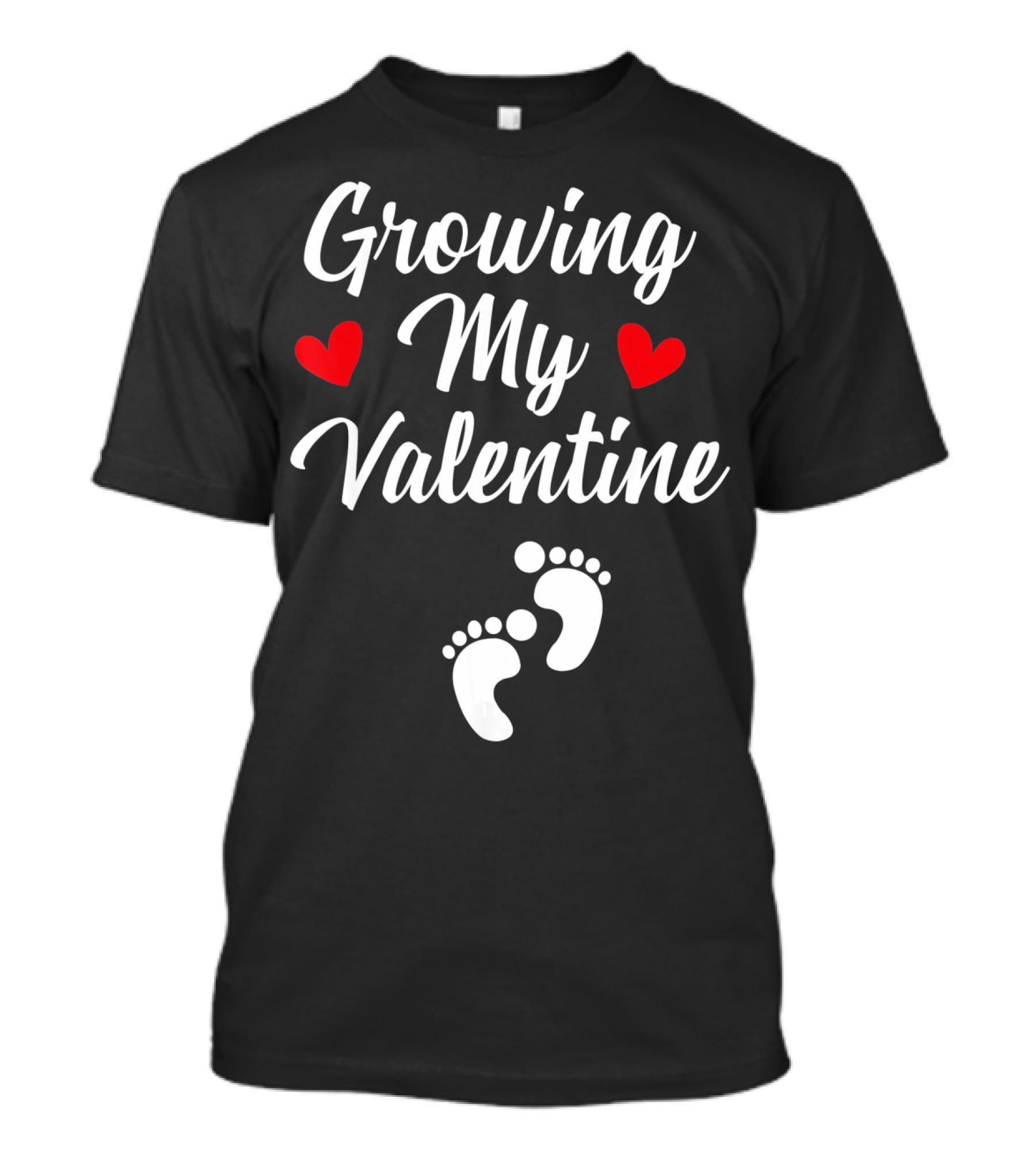 Growing My Valentine Hearts And Baby Footprints T-Shirt