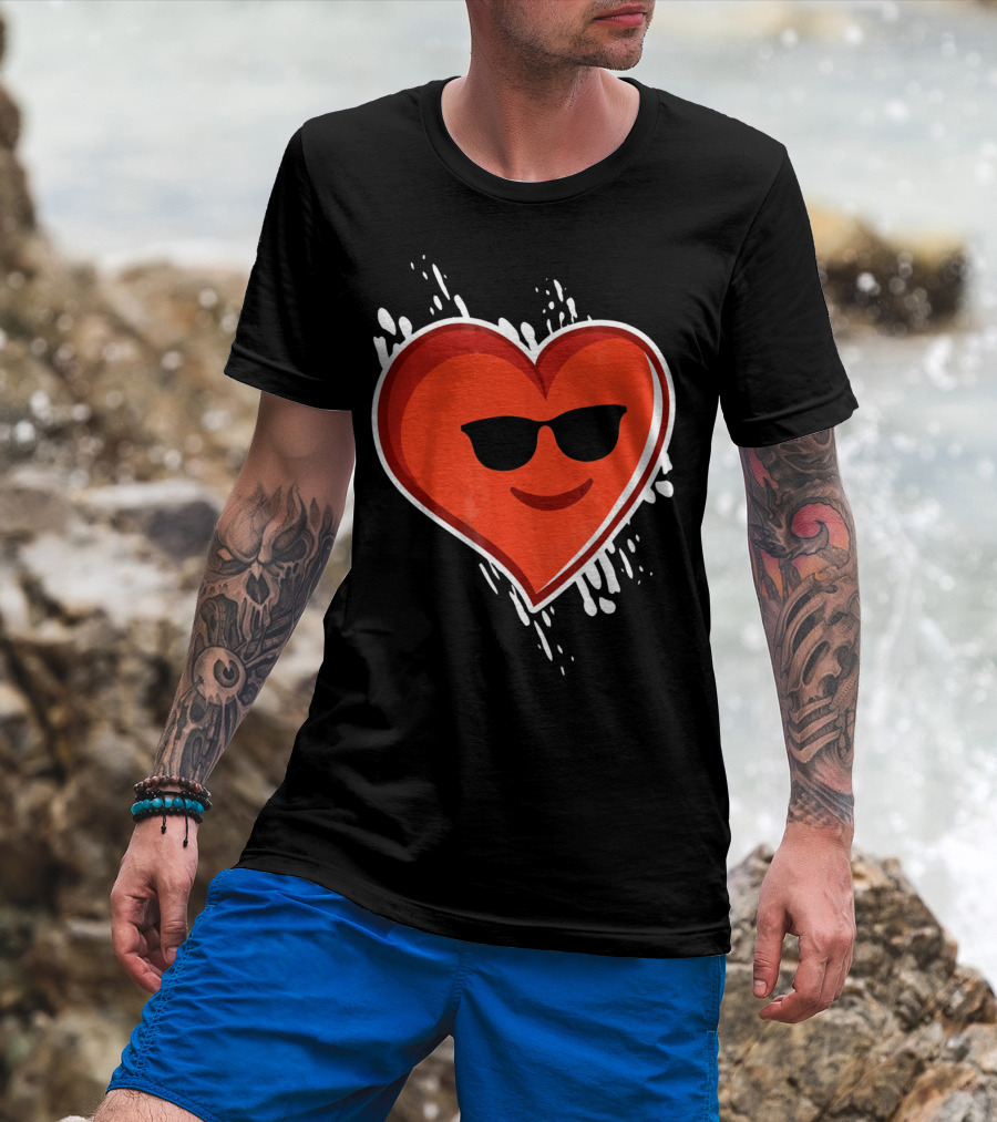 Heart Emoji Cool Shades Valentines T-Shirt