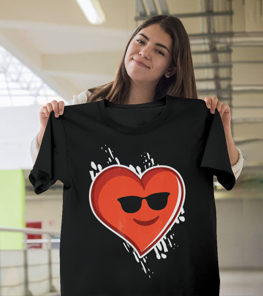 Heart Emoji Cool Shades Valentines T-Shirt