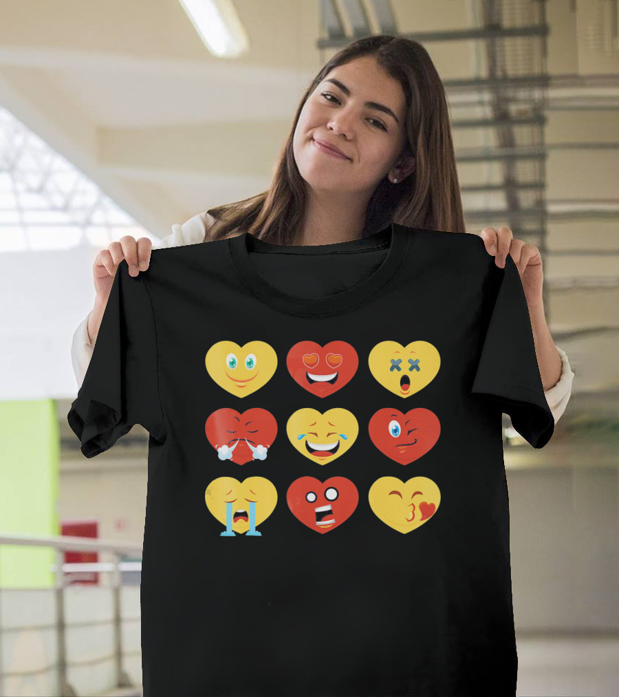 Valentines Day Heart Emoji Faces Collection T-Shirt