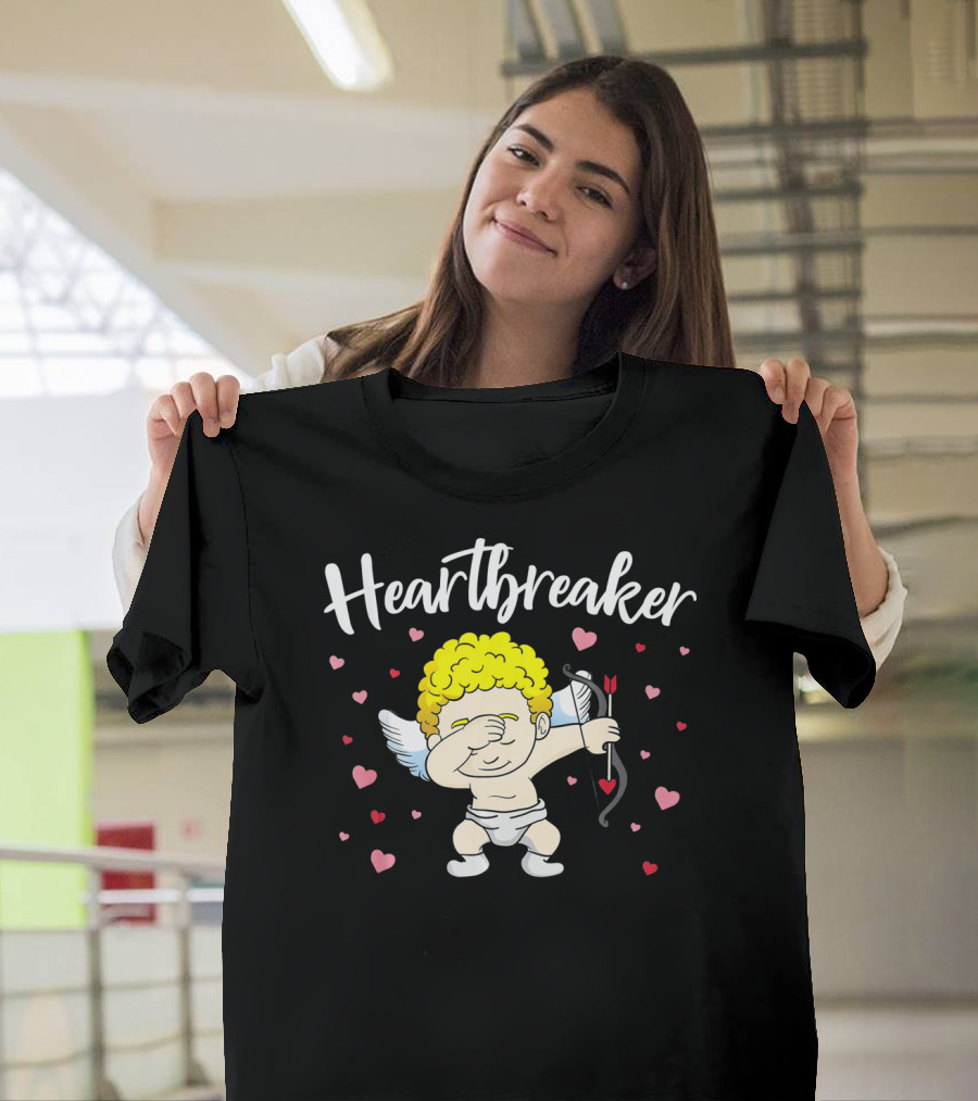 Heartbreaker Cupid Dab With Hearts And Bow T-Shirt