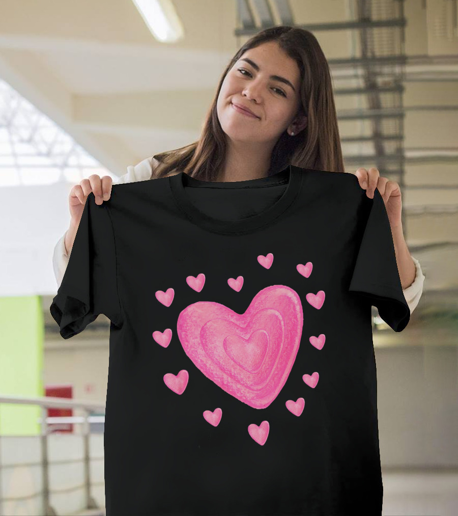 Hearts Valentines Kids School Pink Heart T-Shirt