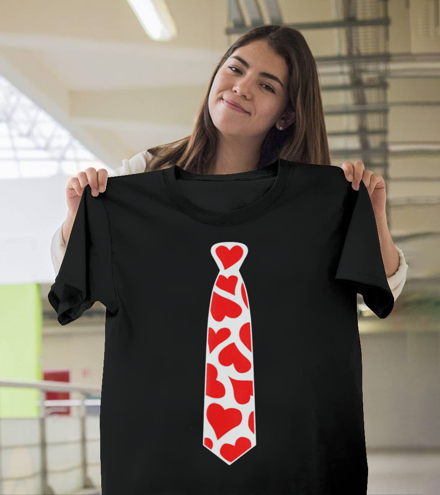 Hearts Tie Valentines Day Red Heart T-Shirt