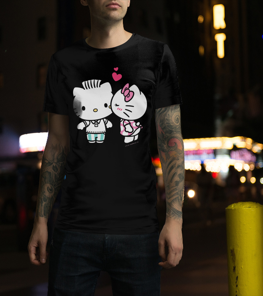 Hello Kitty And Dear Daniel With Hearts And Kiss For Valentine's Day T-Shirt
