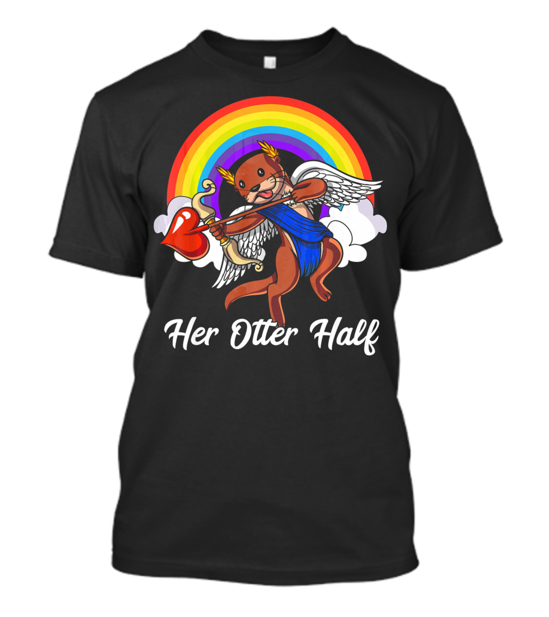 Her Otter Half Cupid Rainbow Valentine's Match T-Shirt