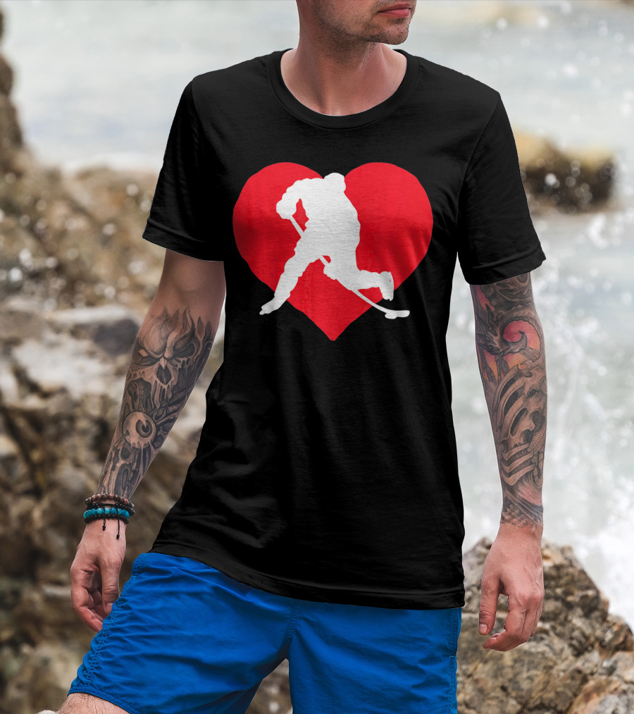 Valentine's Day Hockey Lover Heart T-Shirt