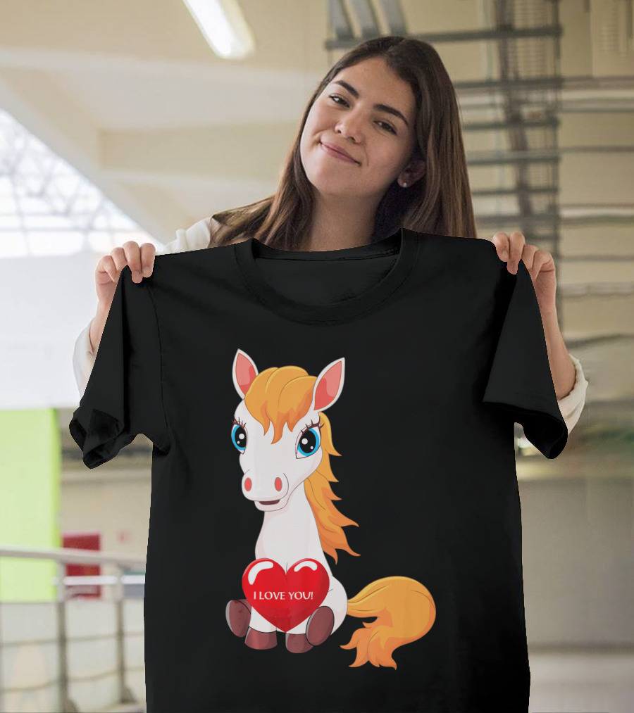 Horse With Heart Saying I Love You Valentine T-Shirt