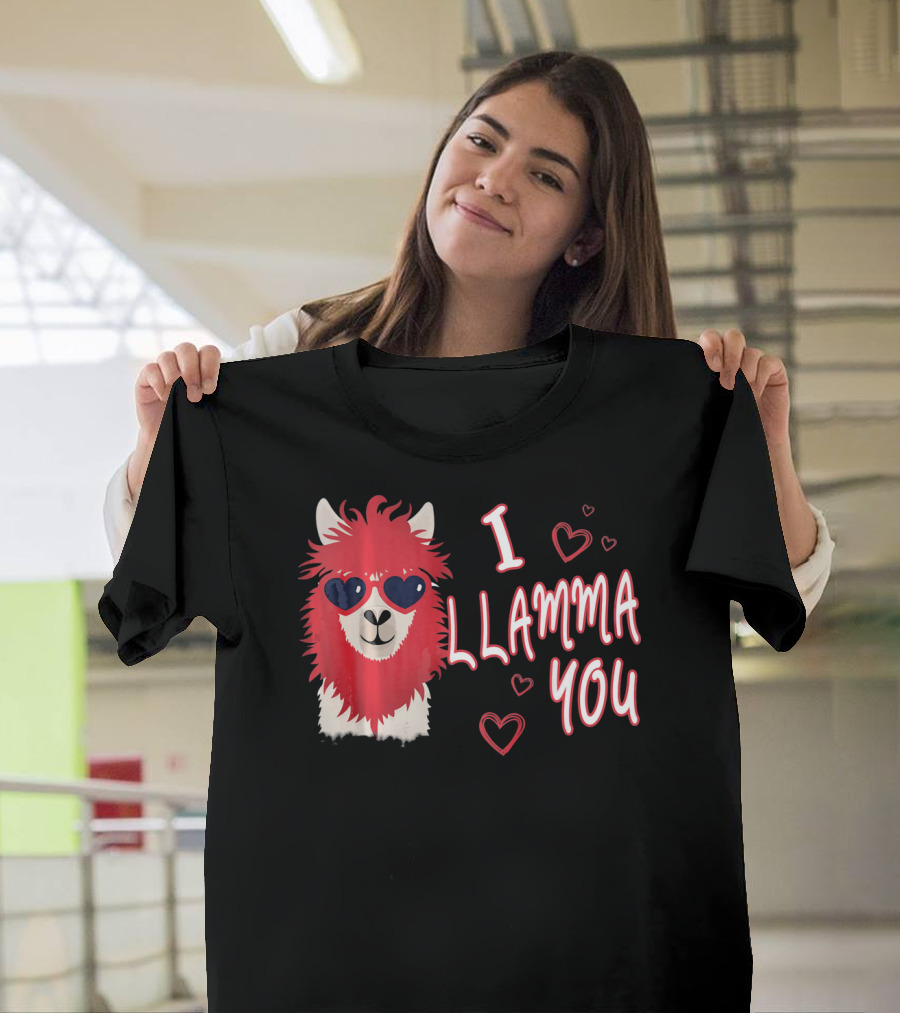 I Llamma You Heart Sunglasses Red Llama T-Shirt