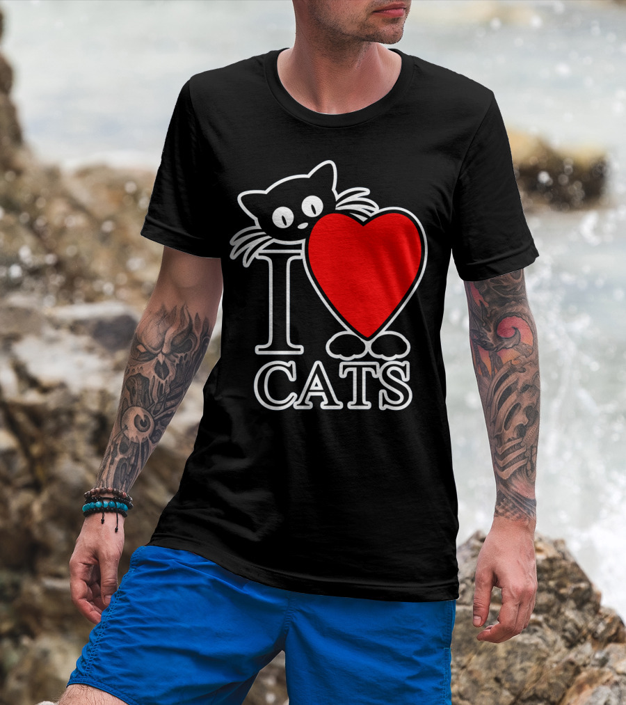 I Love Cats Valentines Day Cat Lover T-Shirt