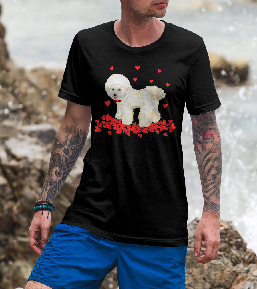 I Love My Bichon Frise Surrounded By Red Hearts Valentine's Day T-Shirt