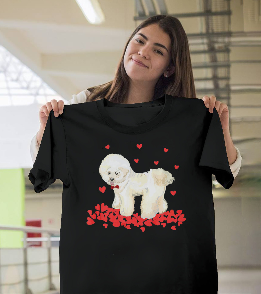 I Love My Bichon Frise Surrounded by Red Hearts Valentine's Day T-Shirt