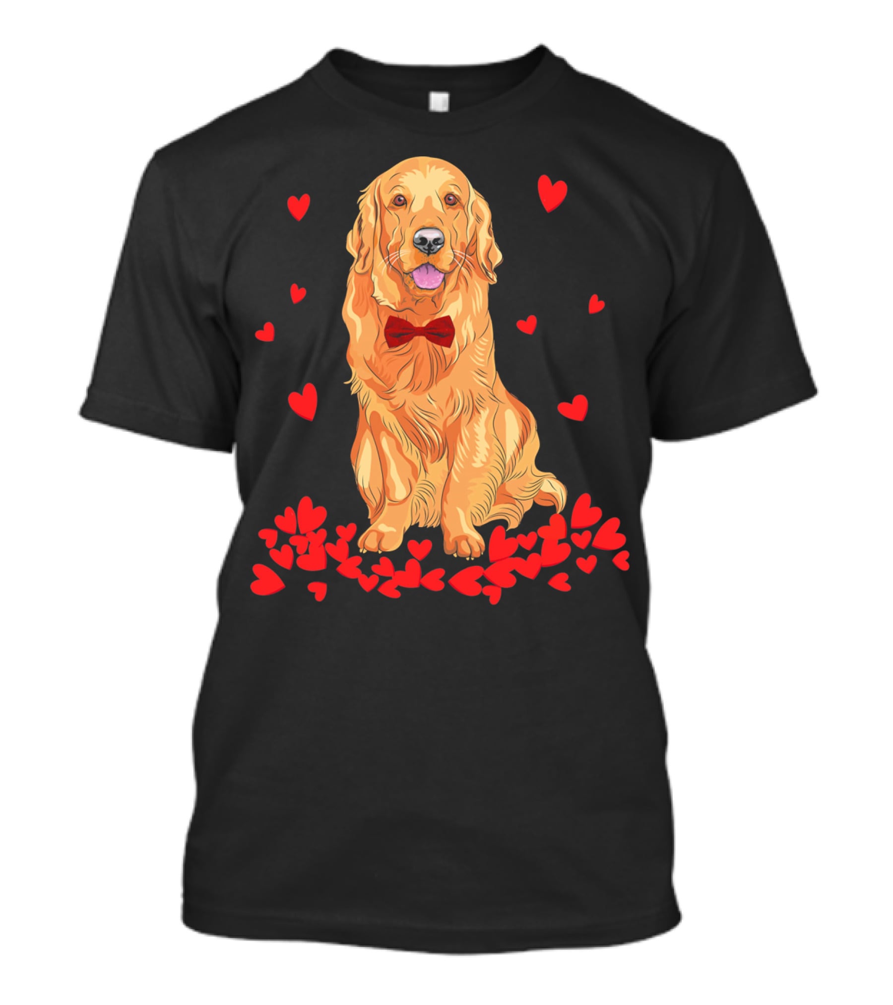 I Love My Golden Retriever Surrounded By Red Hearts T-Shirt