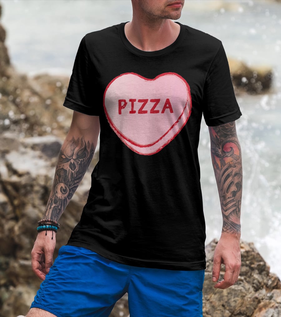 I Love Pizza Sweet Candy Hearts Valenti Pizza Heart T-Shirt